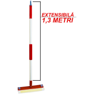 Stergator de geam multifunctional cu lamela din cauciuc, burete si maner telescopic 1.3 M